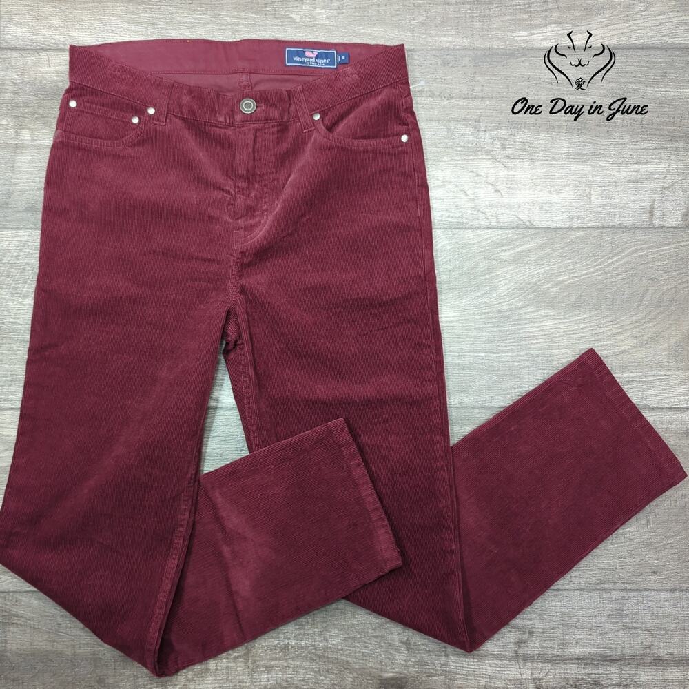 Vineyard Vines Straight Leg Corduroy Pants Burgundy Red Size 18